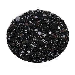 2mm-6mm,5 dimensioni, colore nero rotondo Non Hotfix Glitter Bling argento Flatback strass colla su perline Nailart gemme per unghie fai da te