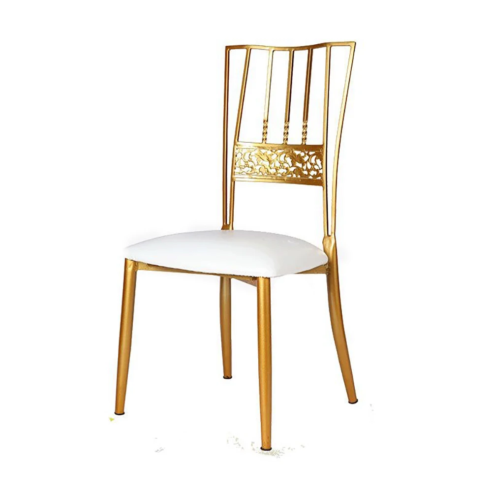 Hot Selling Hollowed Out Back Dining Chair Leather Wedding Chairs With Iron Legs