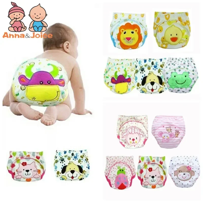 4 Pcs/Lot Baby Children Reusable Underwear Breathable Diaper Cover Cotton Training Pants S/M/L