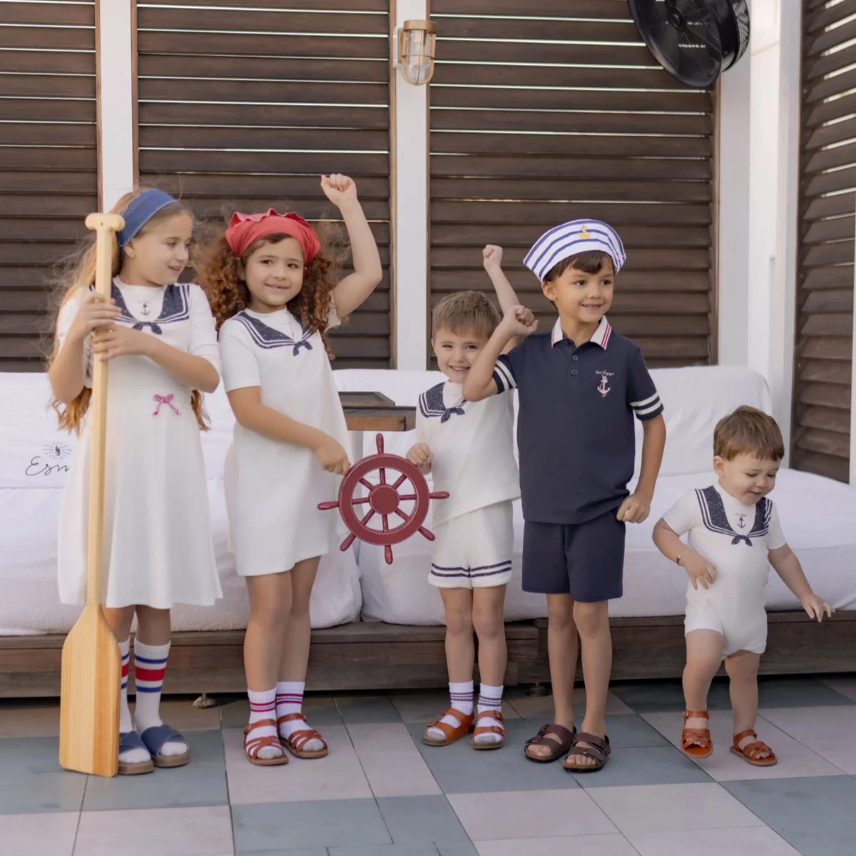 AP SS26 Nautical jersey cotton collection summer boys girls fashion casual clothing dress set shirt