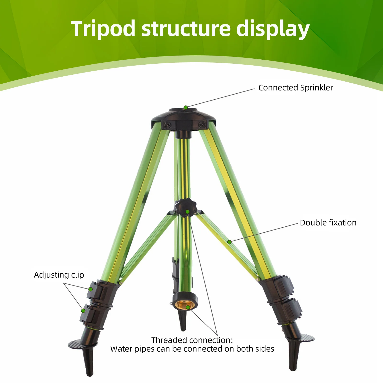 Dampak Sprinkler pada dasar Tripod tugas berat rumput Sprinkler 360 derajat Area besar irigasi kuningan Sprinkler Nozzle dan seng Alloy