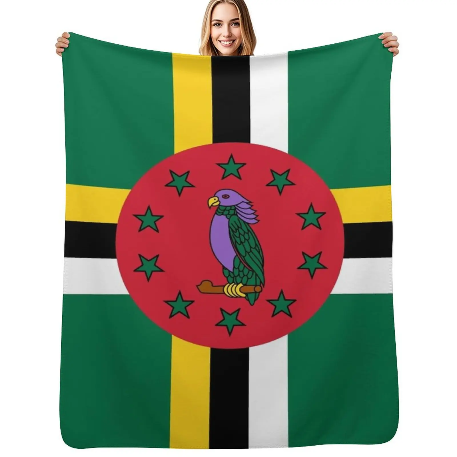Flag of Dominica Throw Blanket Men's Soft Warm Throw Blanket for Couch