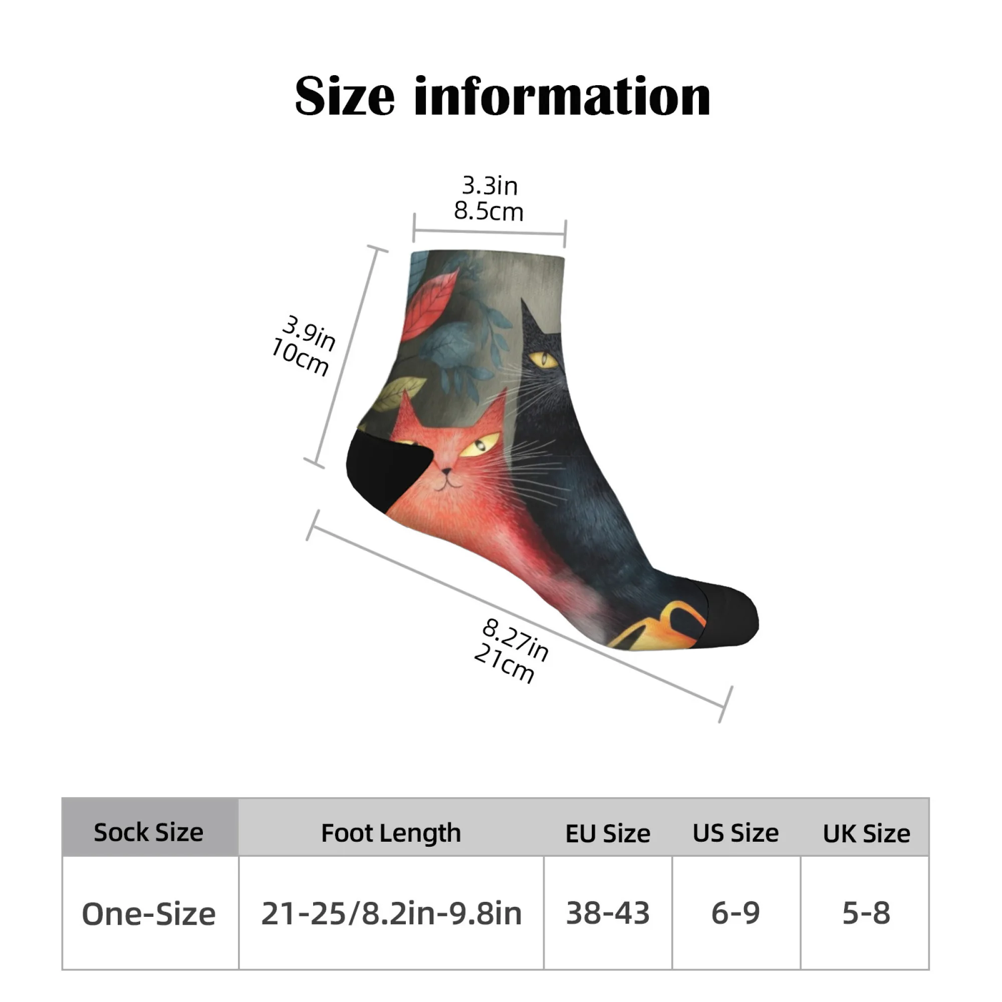 Colorful Cat Short Socks Polyester Blend Comfortable Casual Socks for Women Men Unisex Soft Breathable Lightweight Fashionable