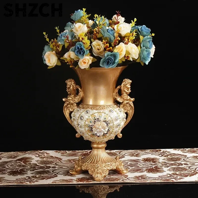 30CM European Resin Vase Stereoscopic Dried Fowers Arrangement Wobble Plate Living Room Entrance Ornaments Home Decorations
