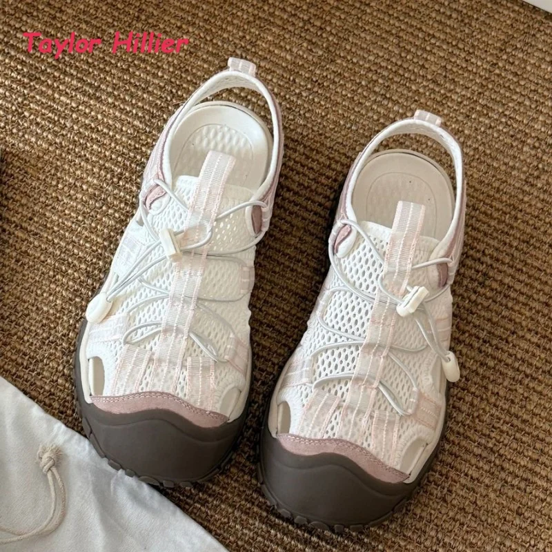 

Mesh Round Toe Women's Hiking Sandals Quick-Lace Breathable Street Style Fashion Outdoor-Inspired Minimalist Summer Shoes