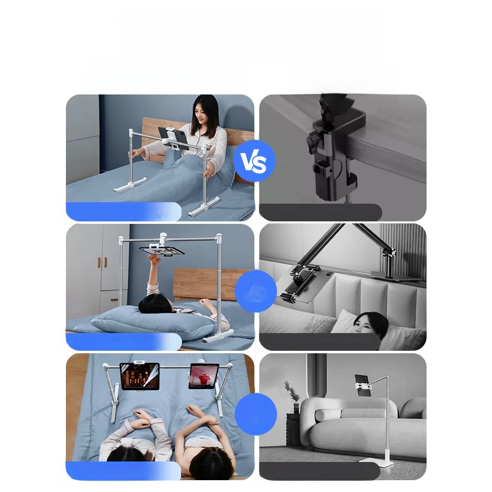 

Multi-Functional Dual Position Bede Tablet Cuter Stand Adjustable Height Floor Clamp Support for Plang Mobile Phone i...