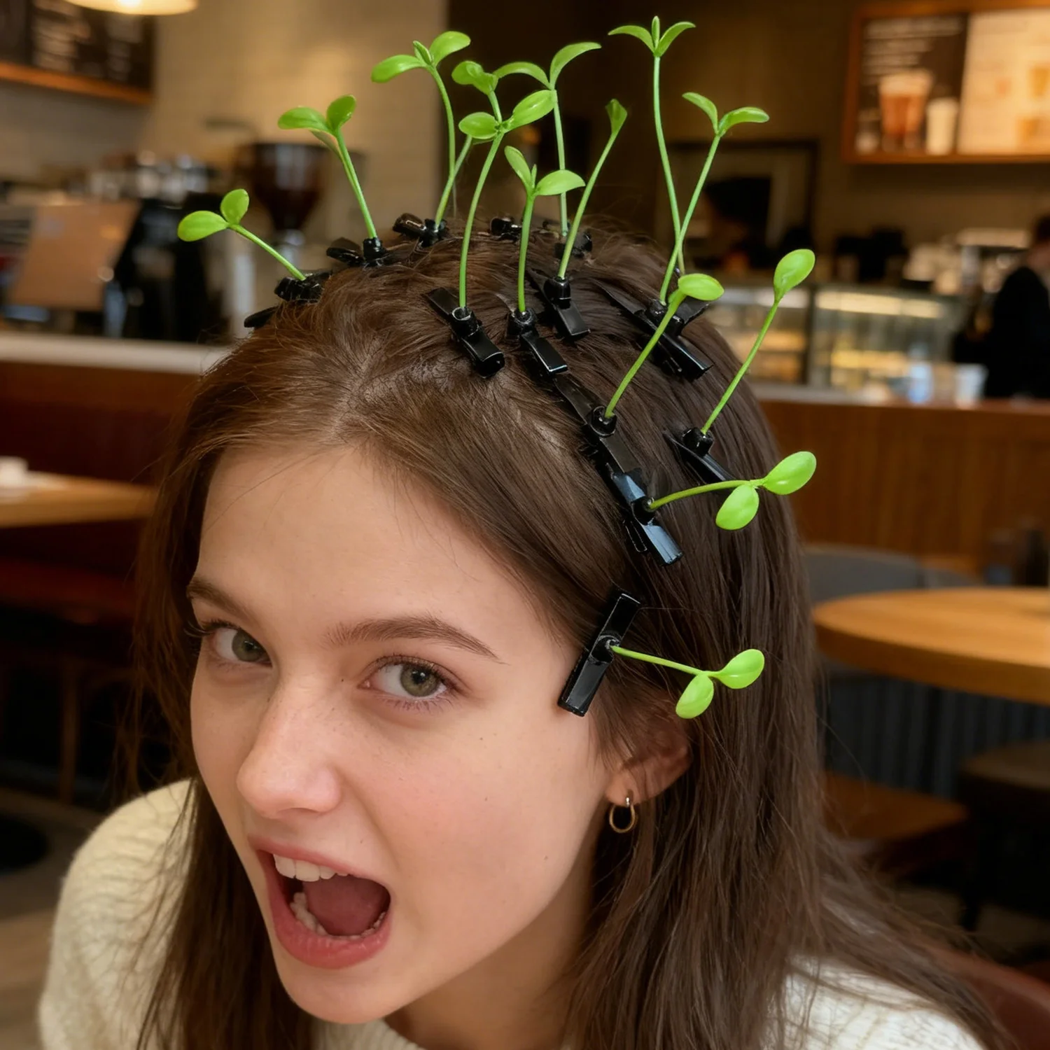 5/10/20 قطعة مشبك شعر العشب الصغير مضحك نبات الفول دبابيس الشعر الكورية إكسسوارات الشعر دبوس الشعر لطيف للأطفال النساء الفتيات أغطية الرأس