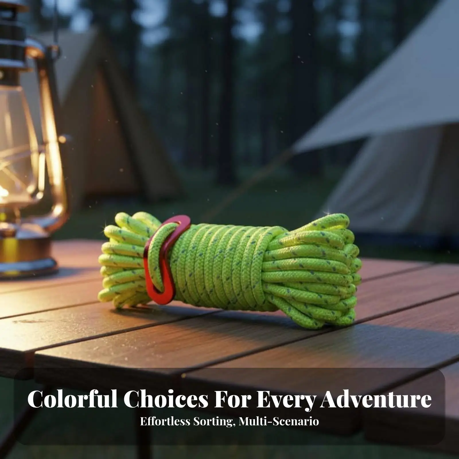 Strong Tent Rope with Aluminum Tensioner for Tarp Guy Lines Clothesline and Gear Bundling