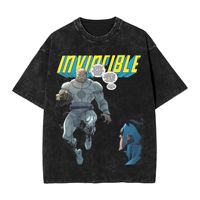 Conquest Vs Invincible Outfit Washed T Shirts Men Women Streetwear Hip Hop T-Shirts Graphic  Tee Shirt Short Sleeve