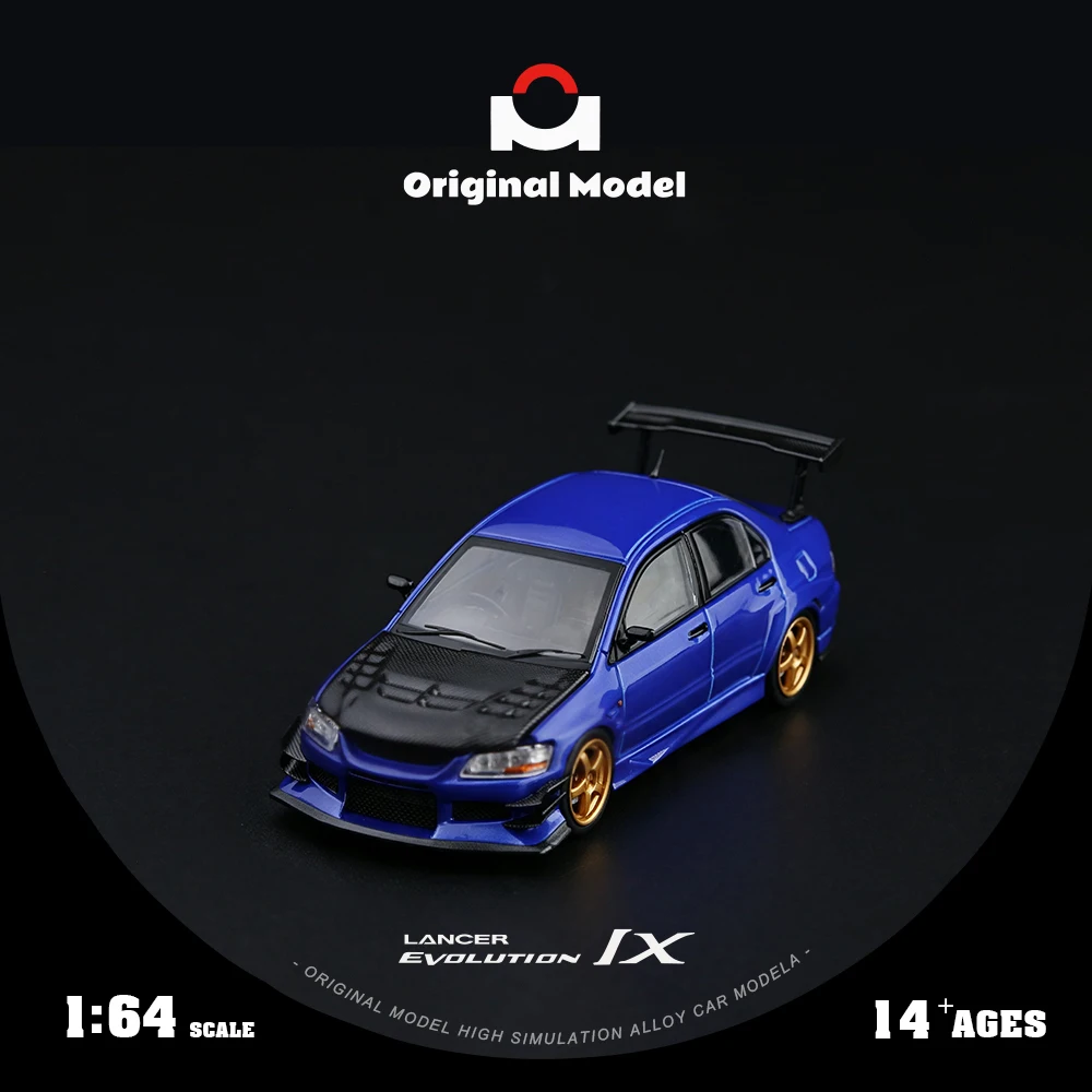 *Pre-order*Original Model 1:64 EVO 9 Open Hood Design Mini Alloy Car Model Dark Blue Painted Realistic Die‑cast Vehicle view 4