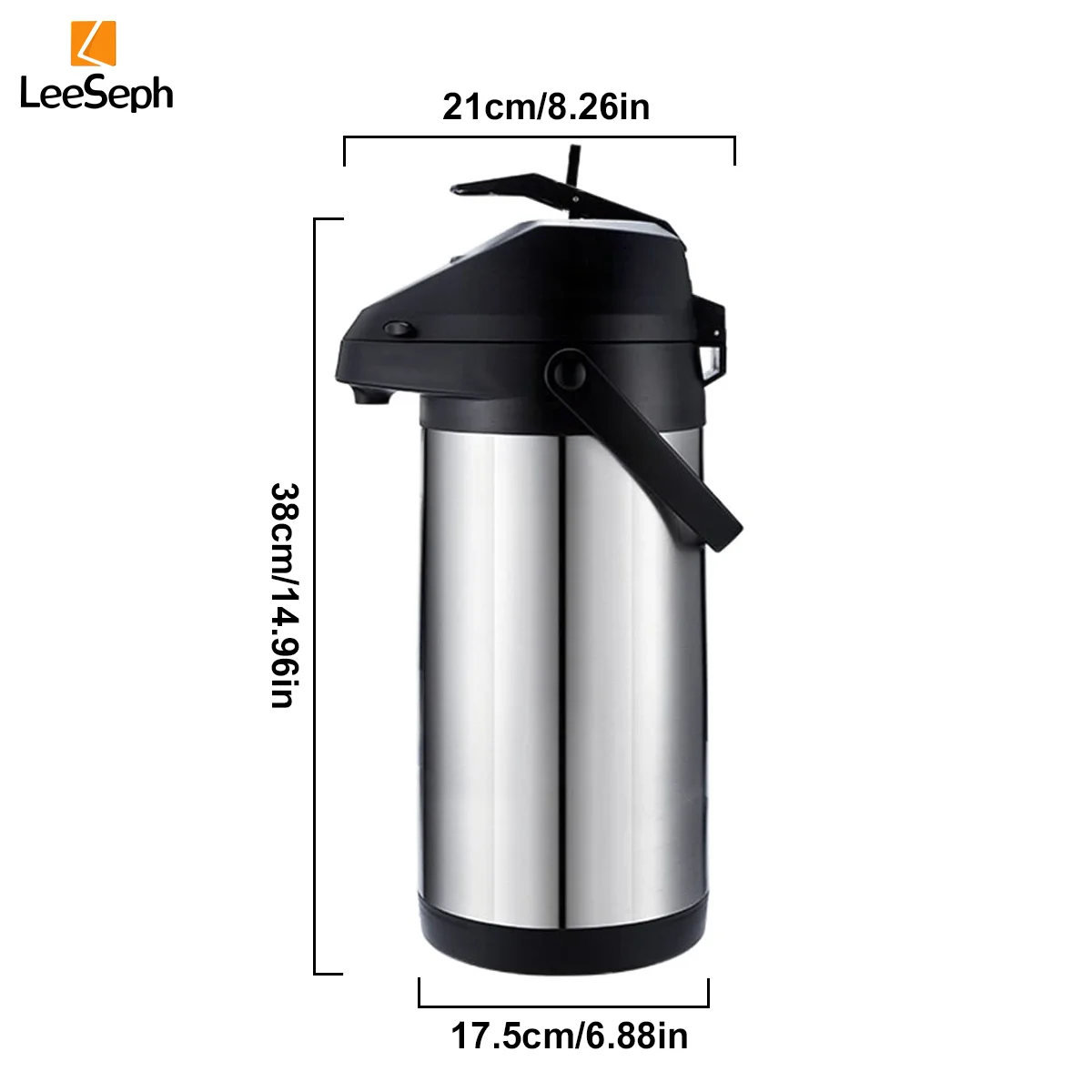 Stainless Steel Air Pressure Insulation Pot, Double Walled Insulated Coffee Thermal with 360 Rotating Base, for Family Friend