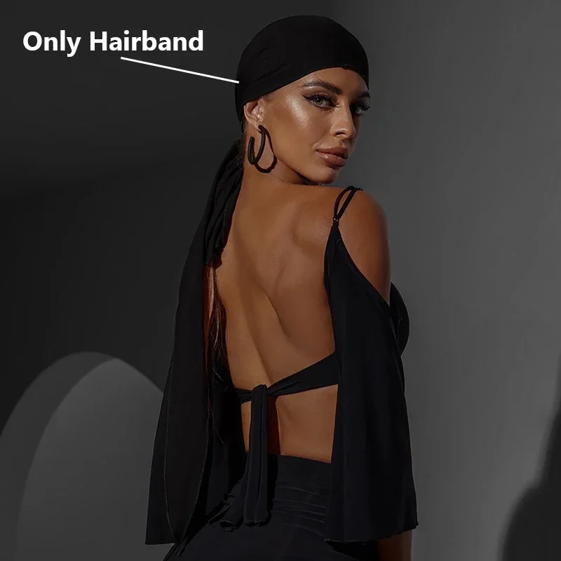 Latin Dance Hairband For Women Black Lace Head Scarf Bandage Latin Dance Accessories Rumba Cha Cha Practice Ornament DNV17996