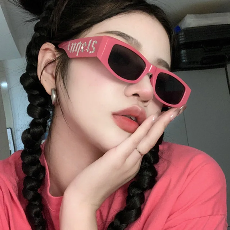 2023 Unique Irregular Hip Hop Sunglasses for Women New Punk Style PALM Letters Fashion Sunglasses Black Frame Sun Glasses