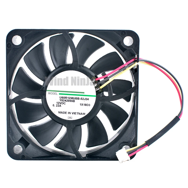 U60R12MUBB-52J24 Y0242055B 6cm 60mm fan 60x60x15mm DC12V 0.22A 3pin Axial flow fan cooling fan for projector chassis