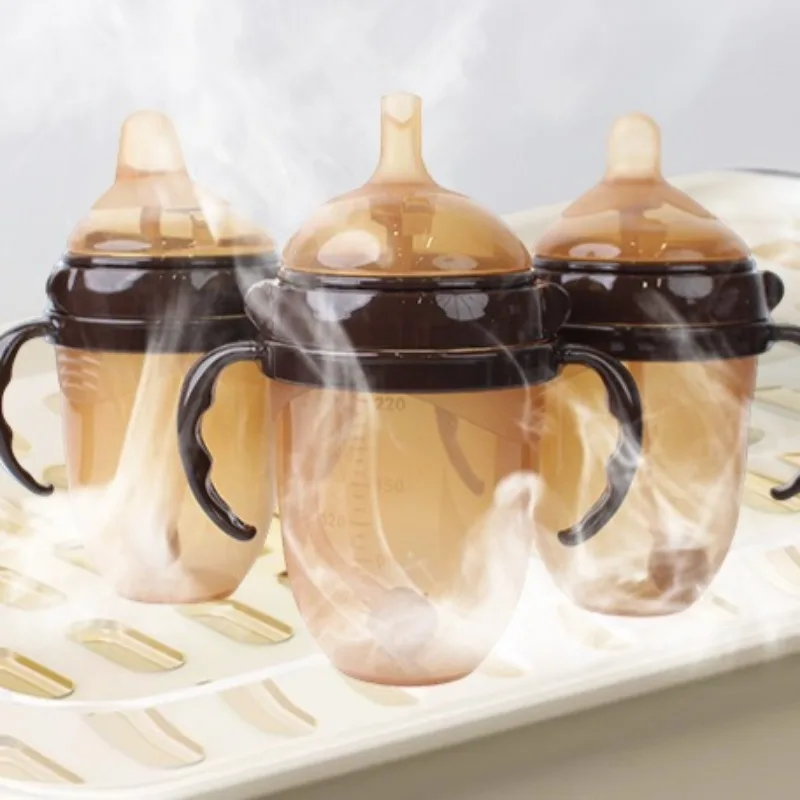 

220ml Baby Bottle with Handle 0 6 Months Silicone Breast Like Design Wide Neck Direct Drinking Nipple Anti Colic Vent