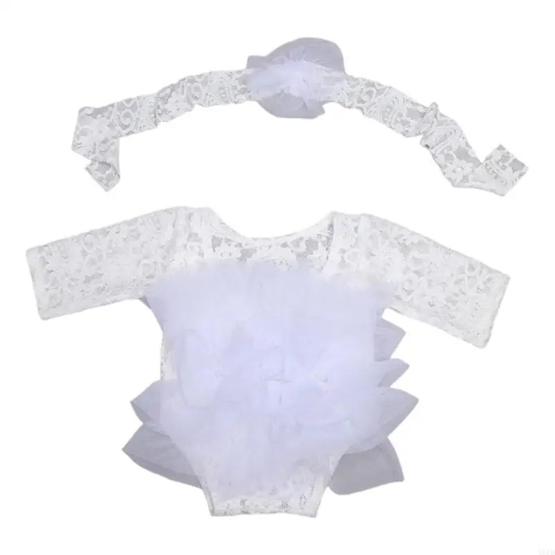 Newborn Photo Tulle Dress Pastel Colored Headpiece Easy Closure