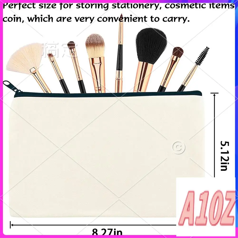 

0Z-16Pcs Multi-Purpose Cosmetics Bag With Zipper Canvas Makeup Pouches Toiletry Bag Pen Pencil Bag Blank DIY Craft Bag