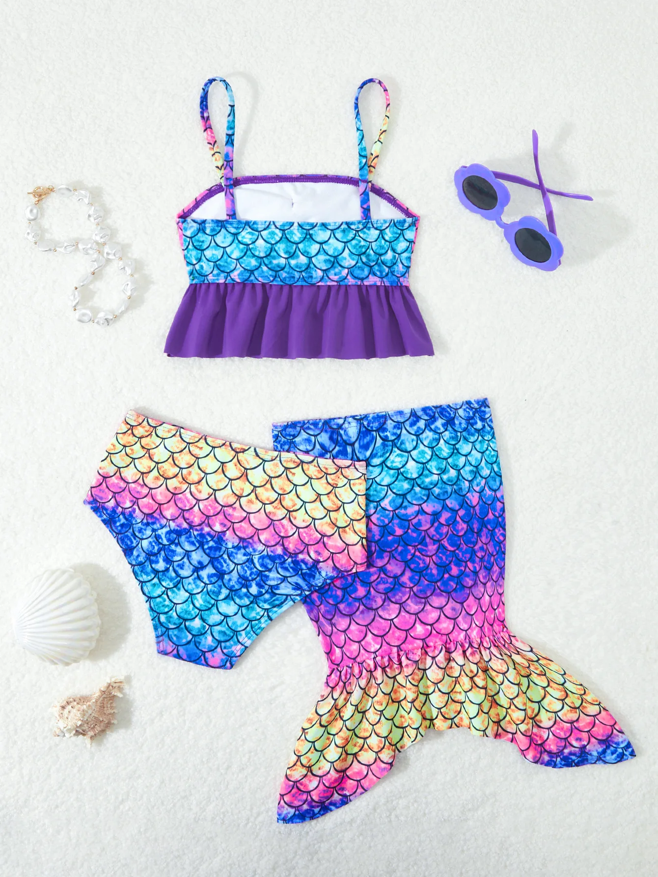 الفتيات 3 حزمة حورية البحر مقياس السمك بيكيني الاطفال ملابس السباحة والتنانير 4-7 سنوات ملابس سباحة للأطفال 2025 طفل طفلة ثوب السباحة #2