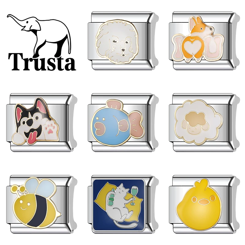 Trusta 2026 New Cute  Delicate Animal Italian Bracelet Charms 9mm Bracelet Removable Stainless Steel for Women DIY Jewelry N614