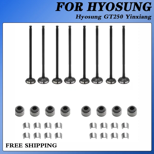

HIGH QUALITY Motocycle Accessory EXHAUST VALVE&INTAKE VALVE Engine Valve Oil Seal Locking Plate Valve For Hyosung GT250 Yinxiang