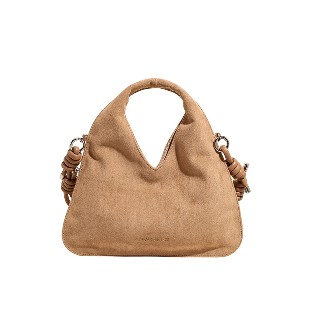 

Shoulder Bag Suede Triangular Hand Bag Large Capacity Candy Color Slouchy Hobo Bags Handbag Korean Style Solid Color Tote Bag