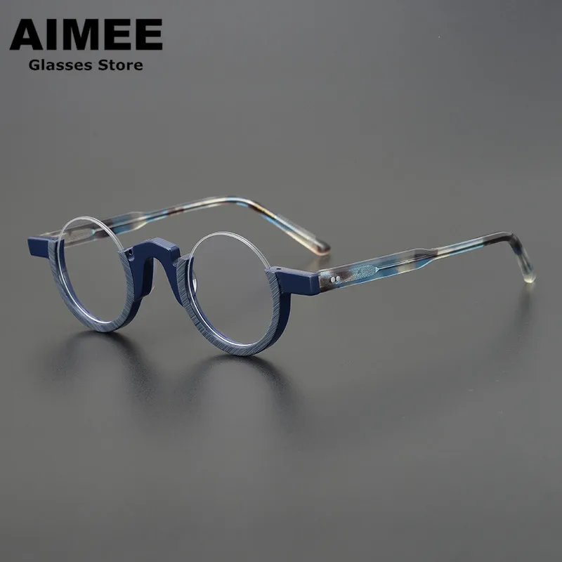 

Japanese Handmade Vintage Round Glasses Frame Men Acetate Half Frame Prescription Eyeglasses Women Fashion Optical Eyewear New