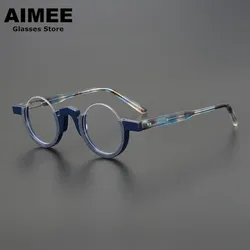 Japanese Handmade Vintage Round Glasses Frame Men Acetate Half Frame Prescription Eyeglasses Women Fashion Optical Eyewear New