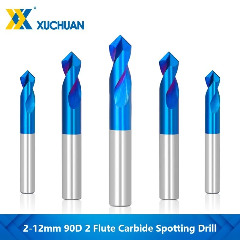 90 Degrees Carbide Spotting Drill 2 Flute Start Location Center Bit Pilot Hole Drill for Metal Stainless Hole Drilling Tools