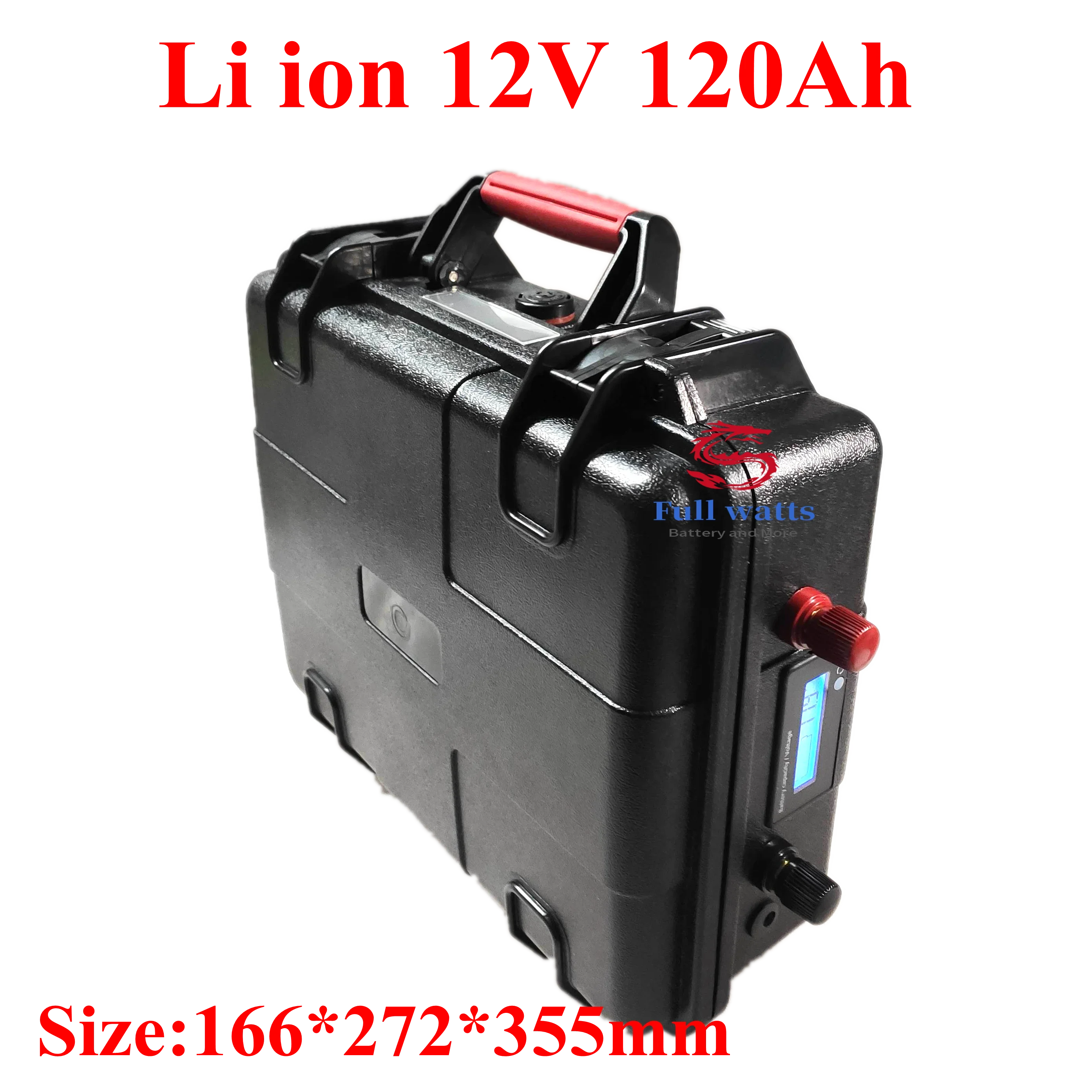 

Waterproof 12V 120AH Lithium battery li-ion BMS for 1000W Ship machine inverter Emergency Power Supply + 10A Charger usb port