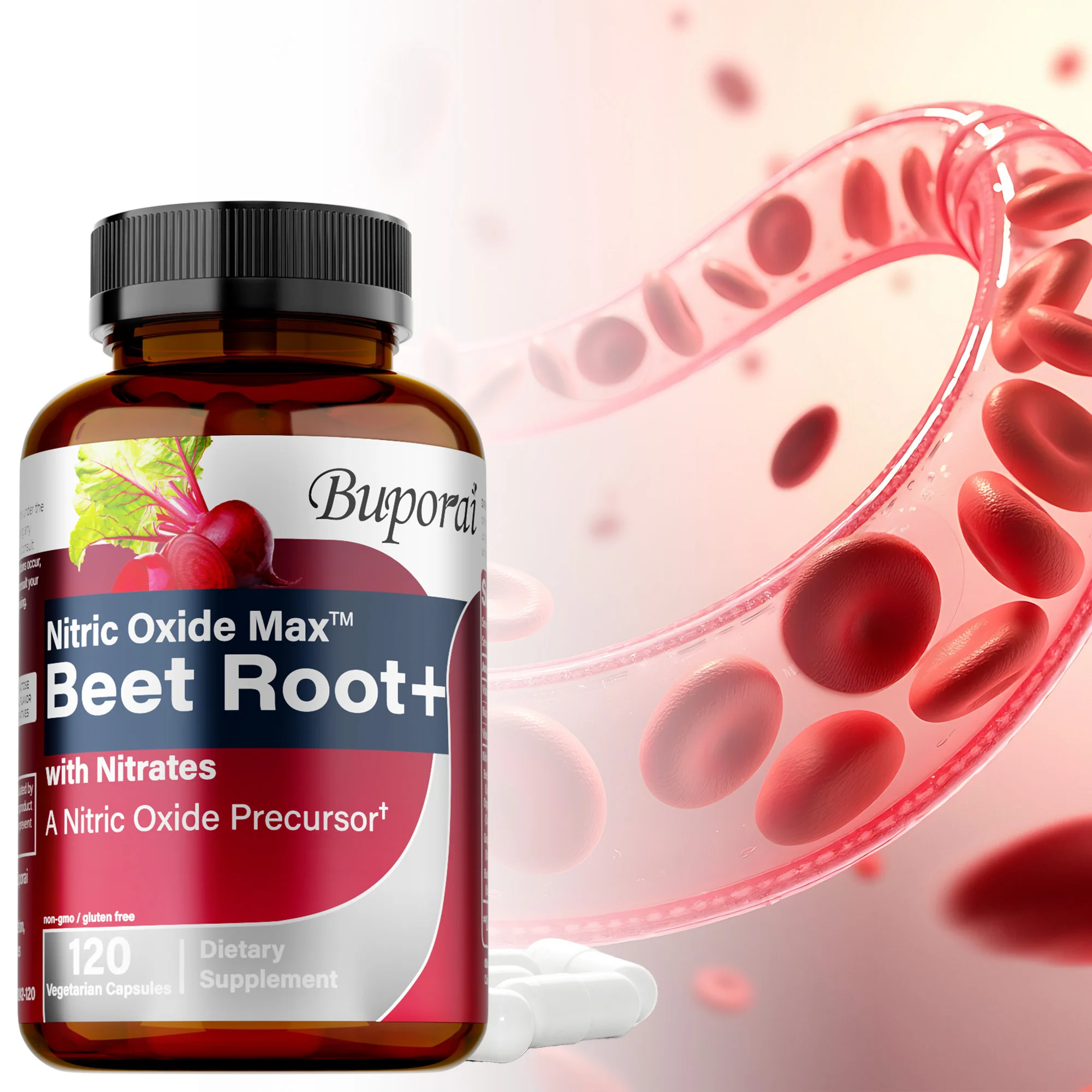 

Nitric Oxide with Beet Root - Boosts Muscle,Energy, Pumps,Endurance and Performance, and Improves Blood Circulation