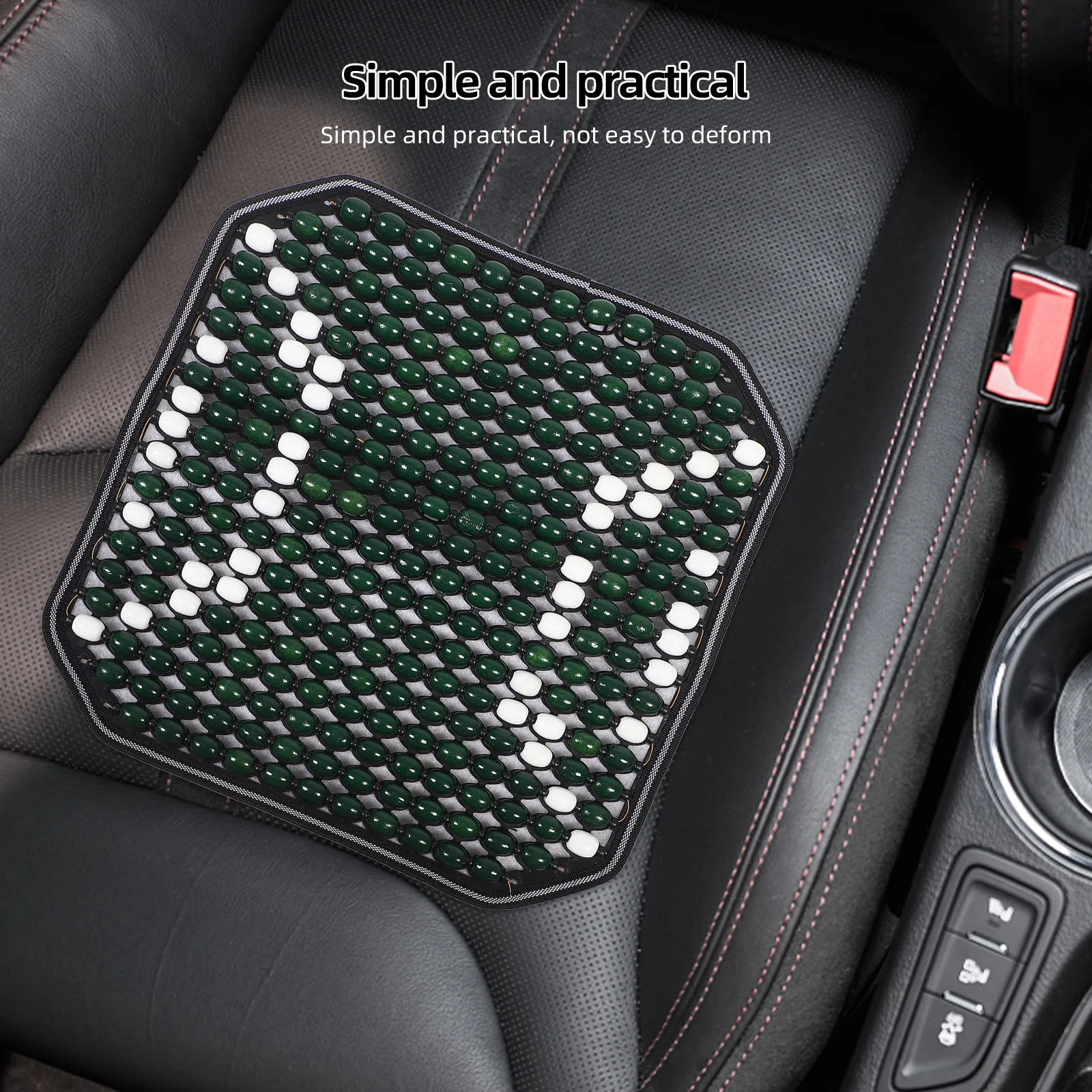 Car Seat Cooling Cushion with Wooden Beads Breathable Ventilated Design Stylish Interior Upgrade Easy Install Remove Universal