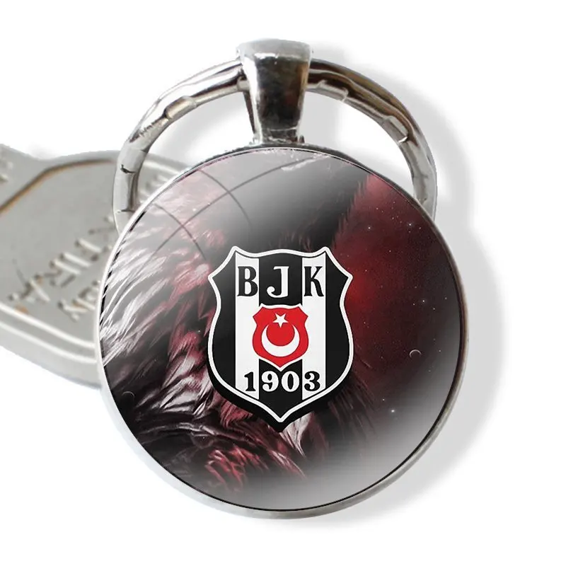 Turkey Besiktas Football 25mm Glass Cabohcon Keychain Key Rings for Women Men Jewelry Gift