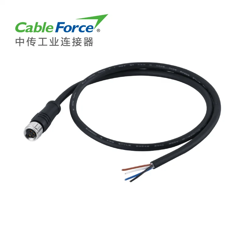 M12 A-Code 17Pin female 360 degree  molded 17x26AWG PUR 5 million drag chain cable 3m