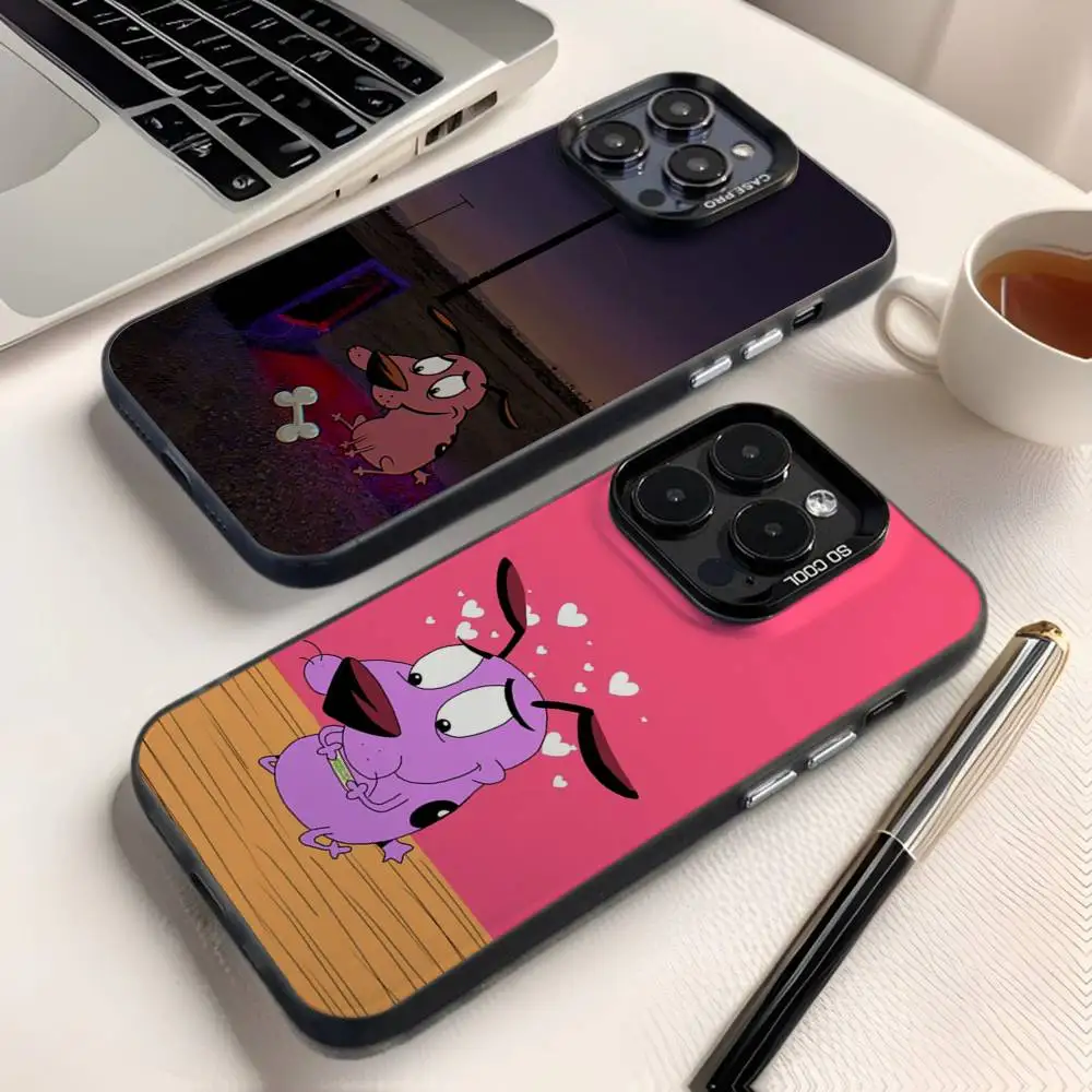 

C-court the C-Cowardly Dog Phone Case For iPhone 16,15,14,13,12,11,8,7,Pro,Max,Plus,Mini,XS,SE Anti Fall Black Matte Hard