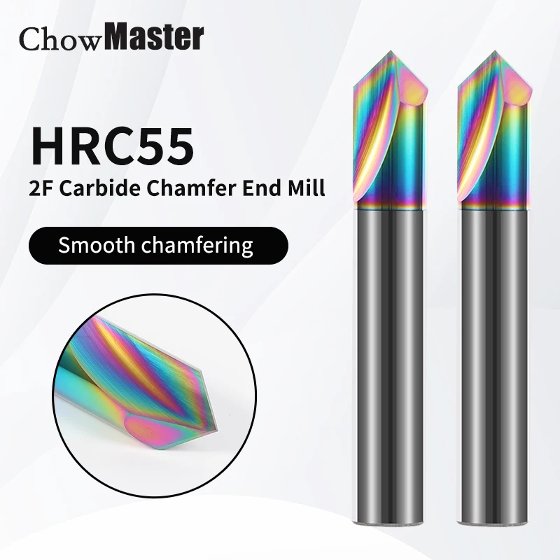 

HRC55 2F Straight Chamfering Milling Cutter 90 Degree Tungsten Steel Carbide Chamfer End Mill Colorful Carving Tool for Al