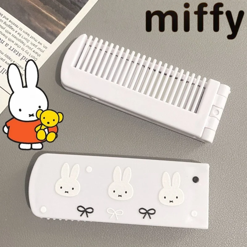 Nouvelle série de miroirs peignes tout-en-un pliables et portables, motif dessin animé créatif et mignon de la série Lapin Miffy, pour hommes et femmes, style simple et tendance