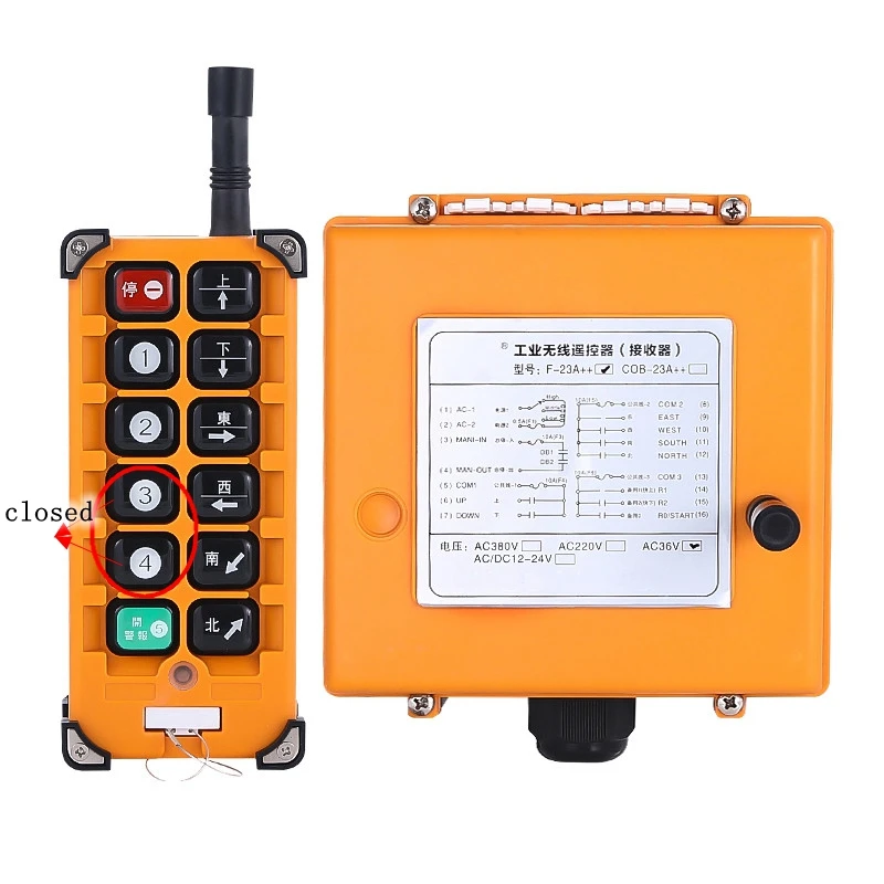 Imagem -03 - Transmissor Mais Receptor Controle Remoto de Rádio sem Fio Industrial Interruptor Controle de Velocidade Única Grua Guindaste Controlador F23-bb F23-a Mais +