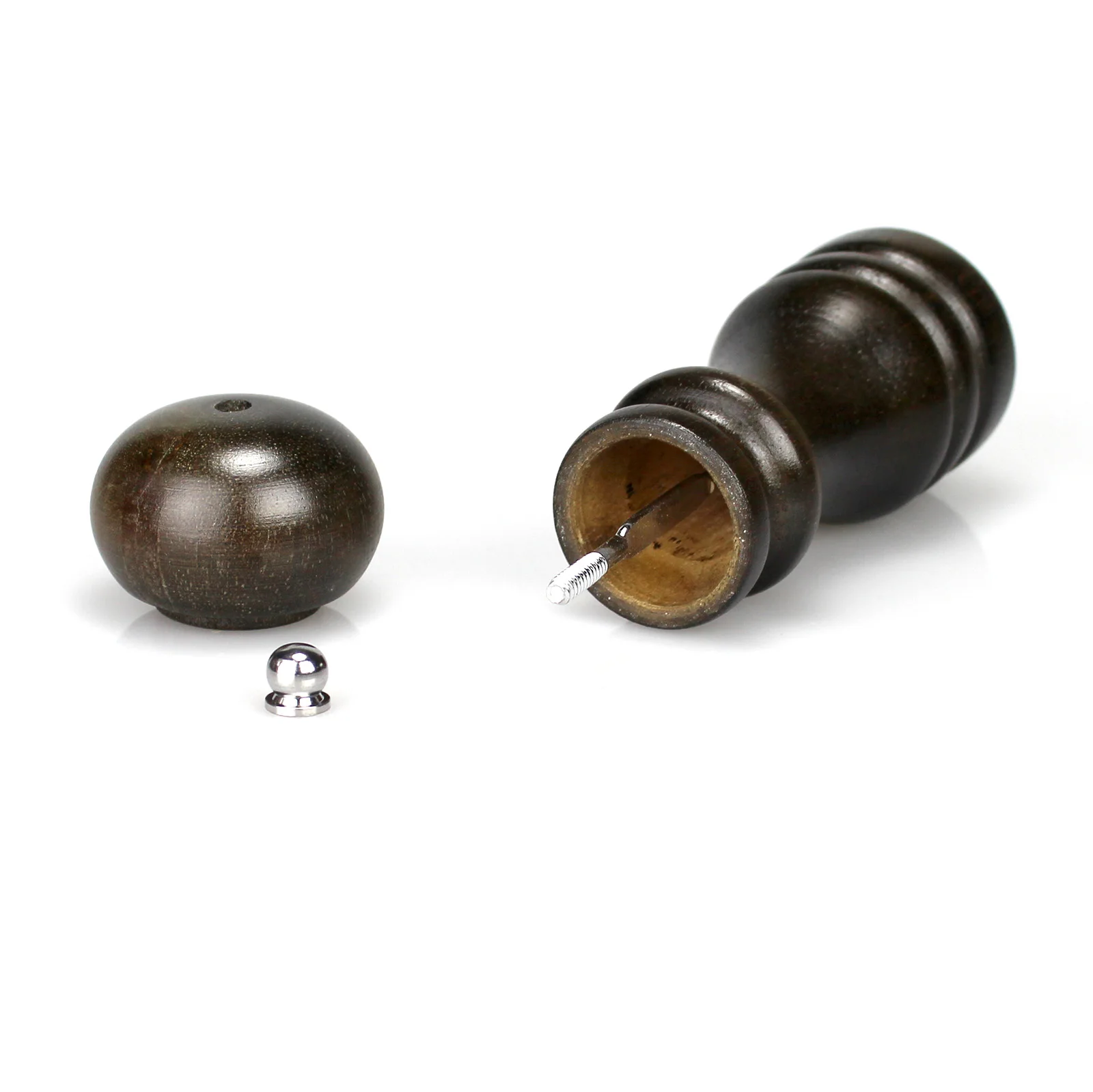 Hand Driven Dark Color Wood Pepper Grinder Wooden Salt Mill Portable Turning Muller Stainless Steel Burr Coarse Fine Adjust