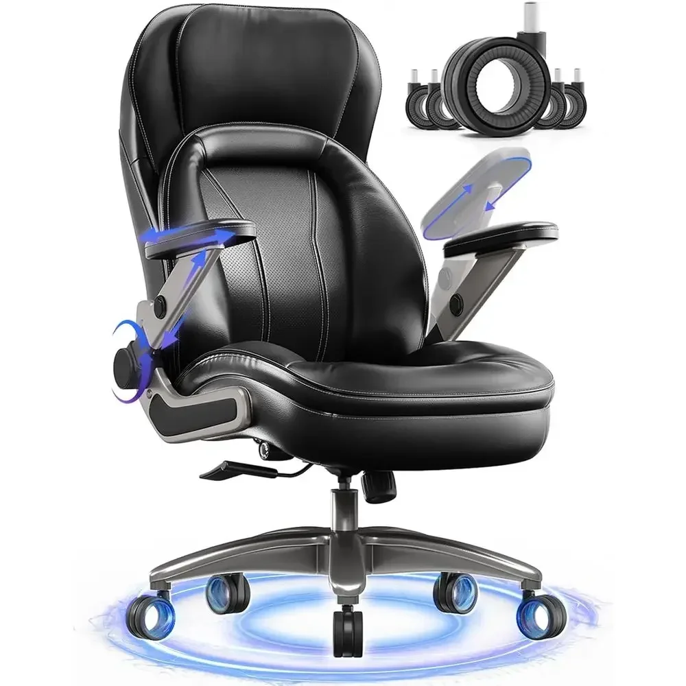 Ergonomic High-Back Office Chair with 600lbs Capacity, Adjustable Lumbar Support, 5D Arms, and Silent Casters