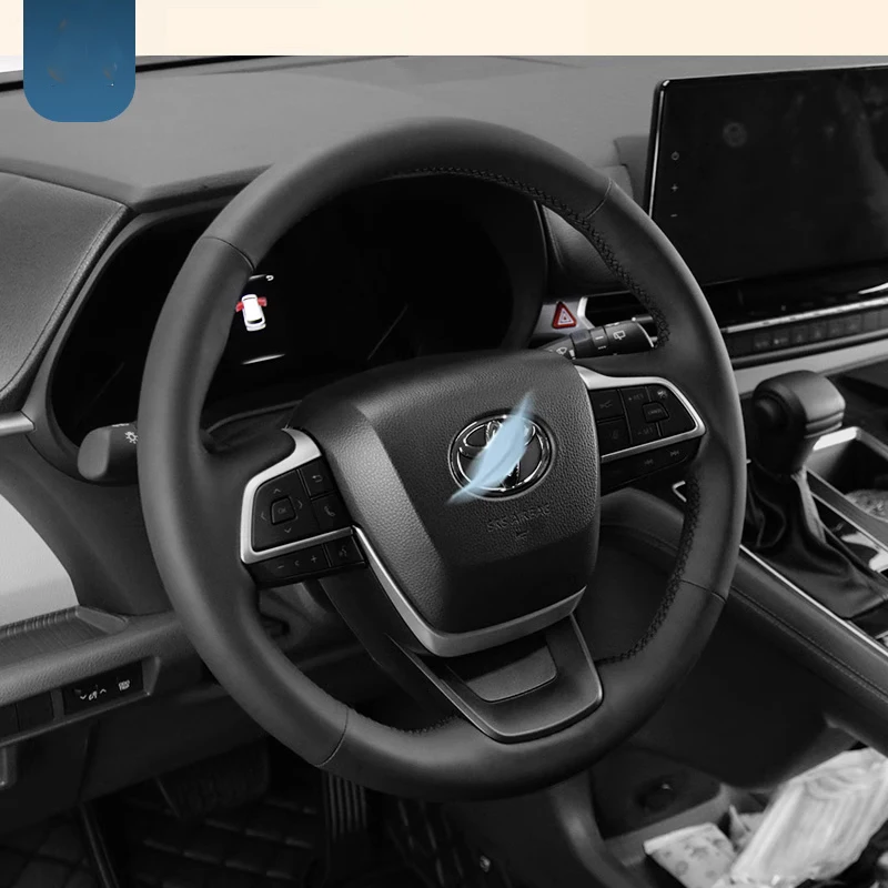 

For Toyota Highlander 2024-2026 Sienna 2021-2026 Car Steering Wheel Cover Manual Sewing Genuine Leather Protector Braid Car Part