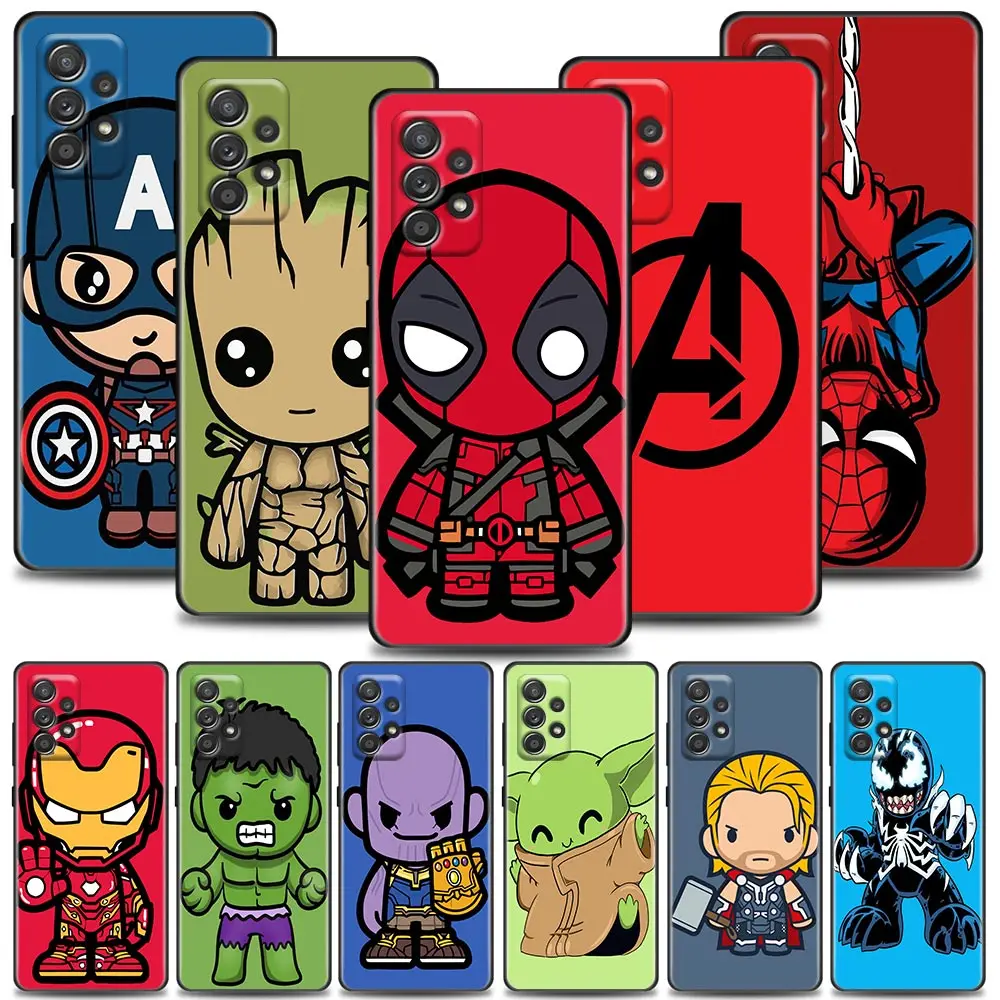 The Avengers Marvel Cases For Samsung Galaxy A52 5G Funda A54 A13 A52s A53 A72 A73 A33 A23 A32 A51 A71 Soft Cover Deadpool Groot