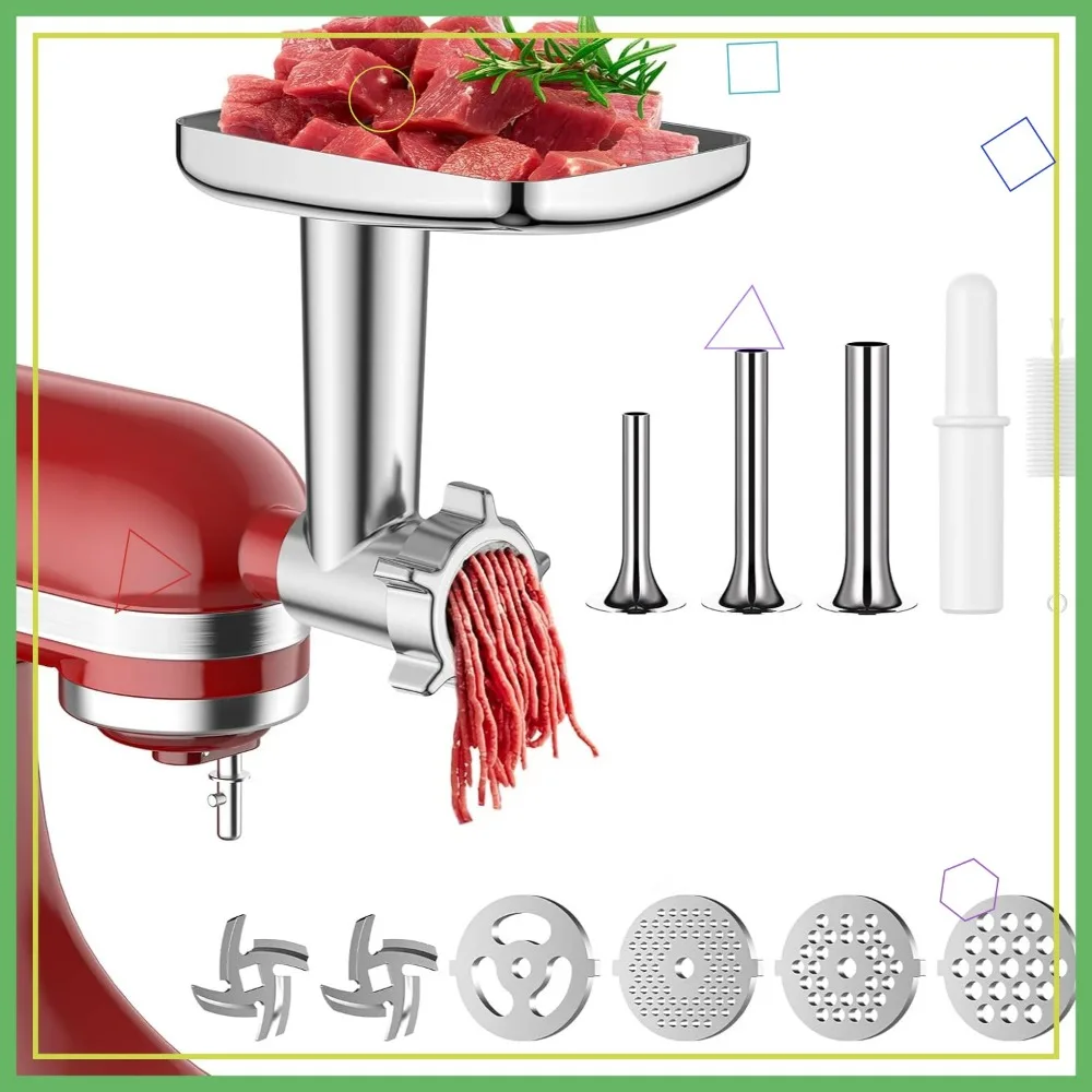 

Universal Meat Grinder Attachment for Stand Mixers with 3 Sausage Tubes, Easy to Use and Clean
