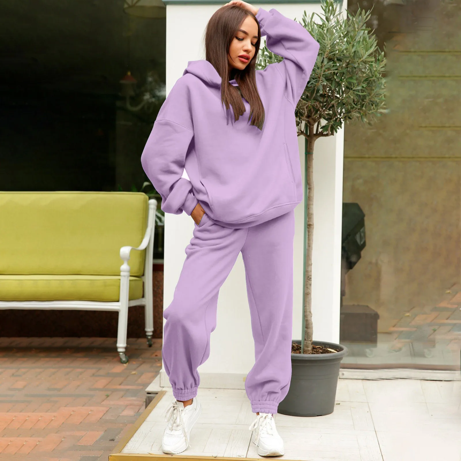 Autumn 2 Piece Outfits Oversized Hoodies+Pants Streetwear Sport Suit Spring Two Piece Set Woman Set Women\'s Female Tracksuit