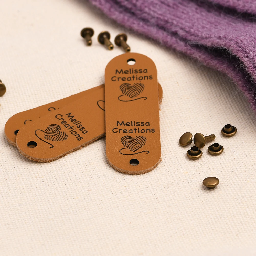 

Personalized Leather Tags, Laser Engraved 20x63.5mm 1mm Eco-Friendly Leather with Free Rivets for DIY Crafts, Clothing & Gifts