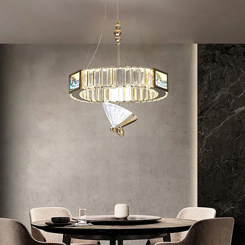 Imagem -02 - Borboleta Led Crystal Pendant Lights Lâmpadas Suspensas Ovais para Teto Luminárias de Sala de Jantar Modern Home Lustres Luxo