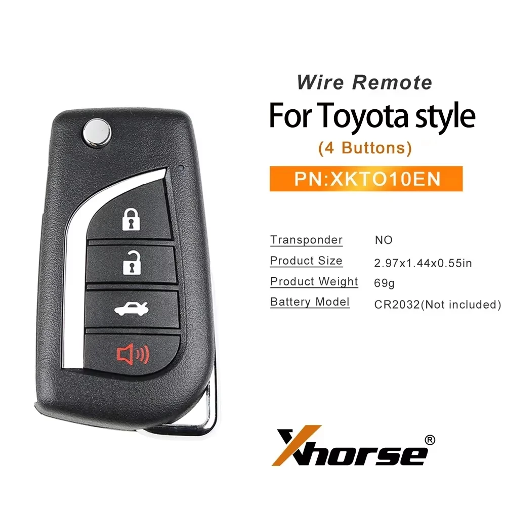 Xhorse XKTO10EN For TOY.T Style(Flip-4BTN) VVDI Wired Universal Remote Key Fob 4 Button for VVDI Key Tool