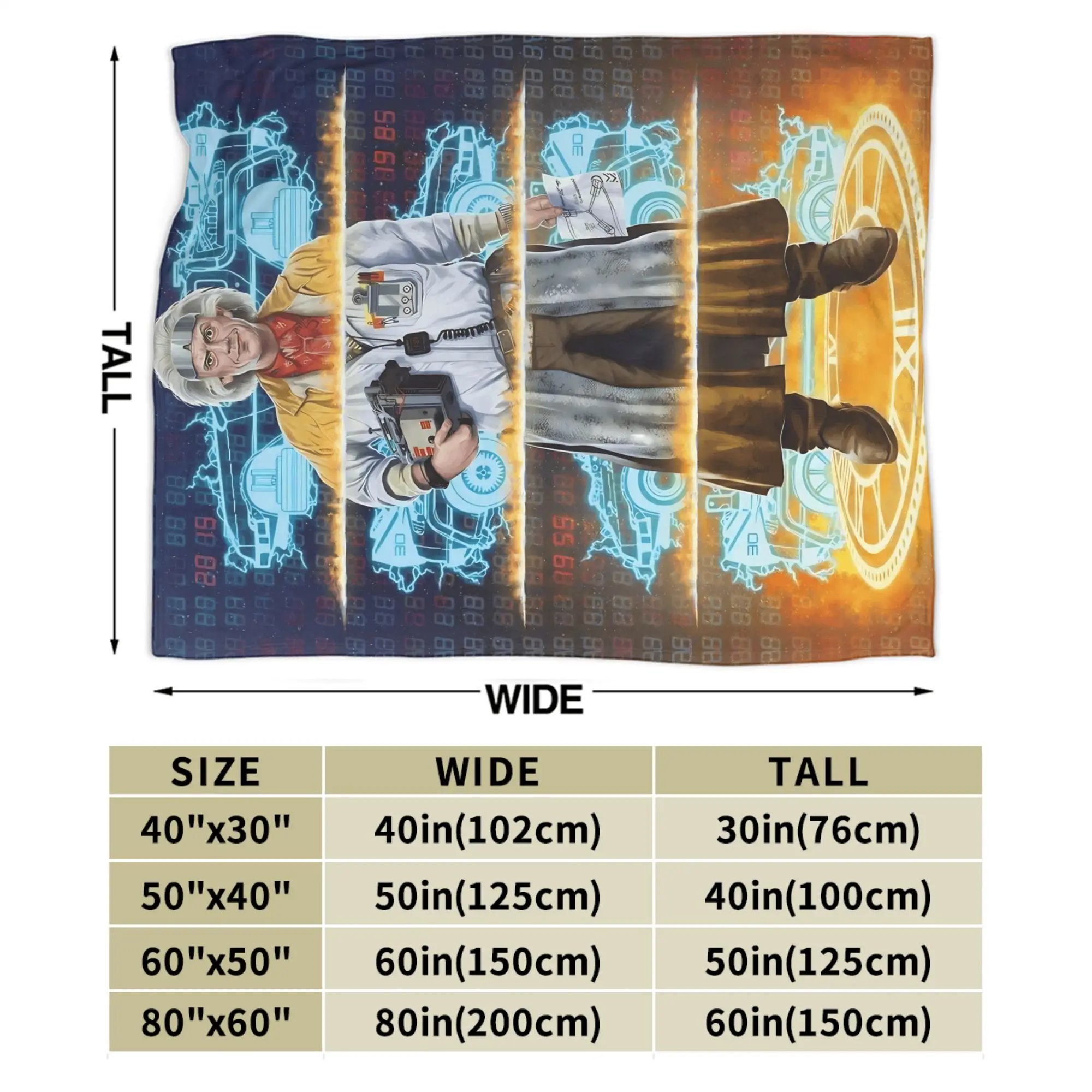 Emmett Doc العودة إلى المستقبل الفانيلا بطانية لينة الدافئة رمي بطانية للسفر في الهواء الطلق طباعة المفرش غطاء سرير أريكة