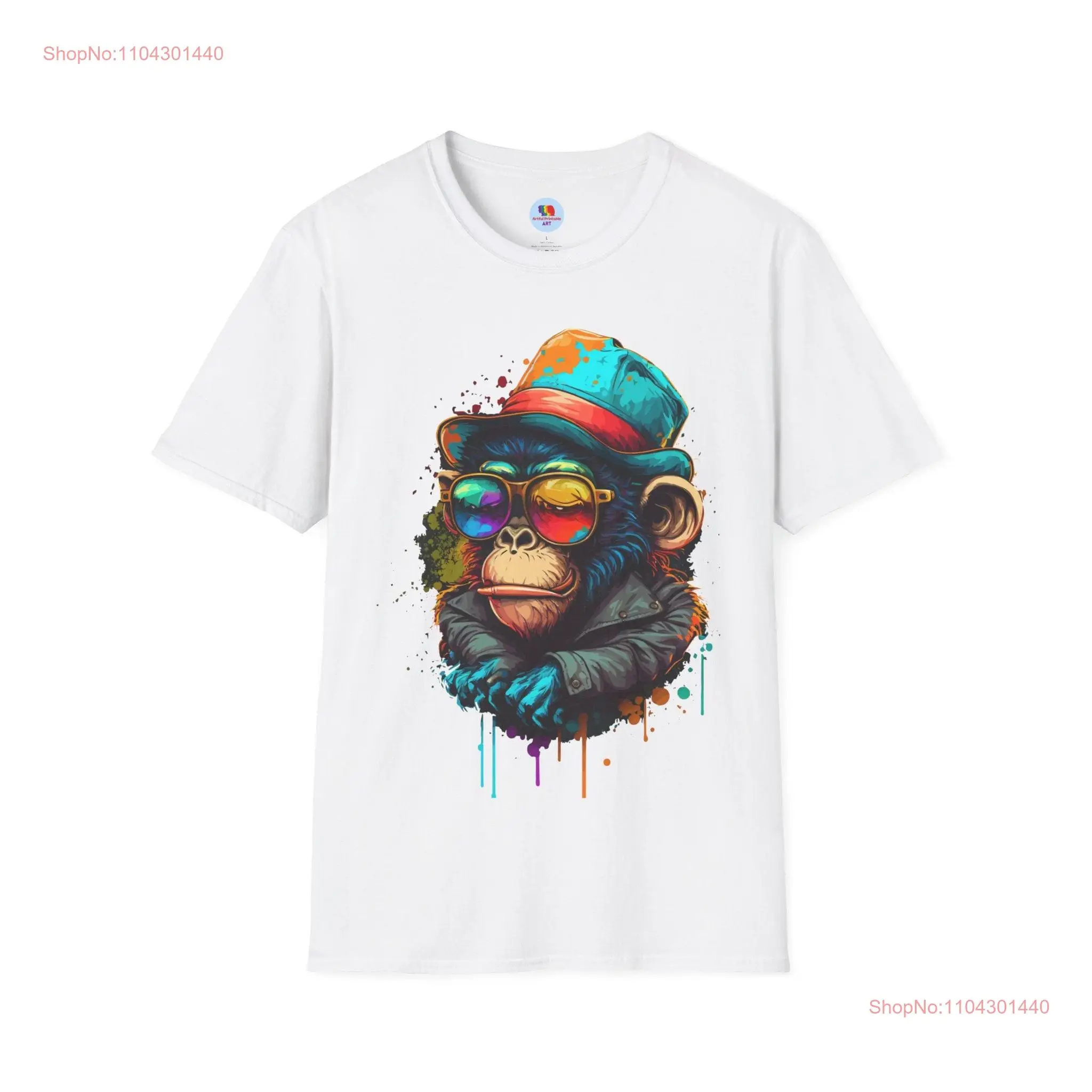 Cool Monkey Funky Design Eye catching Animal Softstyle T Shirt long or short sleeves