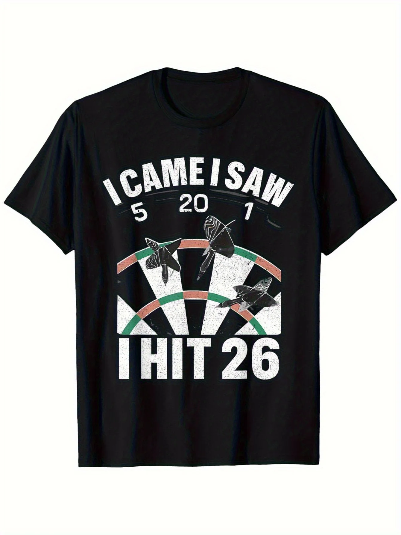 Humorous Dart Score T-shirt I'm Here I Observed 5.20.1 Strike 26 Dart Target Pattern Retro T-shirt Suitable for Dart Enthusiasts