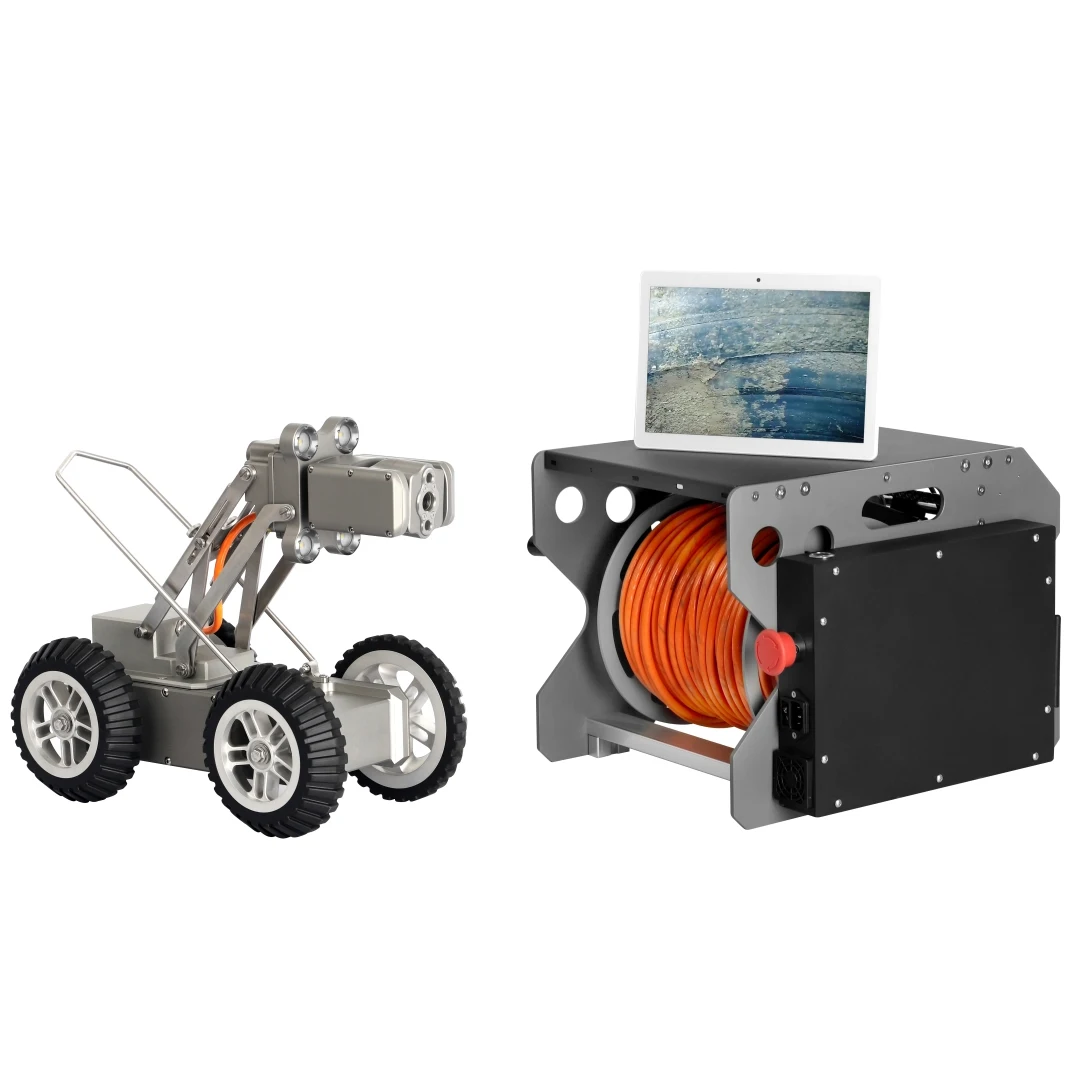 Waterproof 60M Large Sewer Pipe Inspection Crawler Camera Robot System With PT Camera Head+Meter Counter